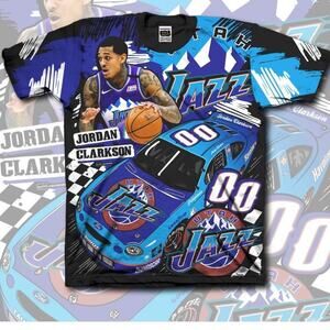 NWT ALL OVER PRINT JORDAN CLARKSON AOP JAZZ SIZE XL HEAVY SOFT CUT & SEW RARE
